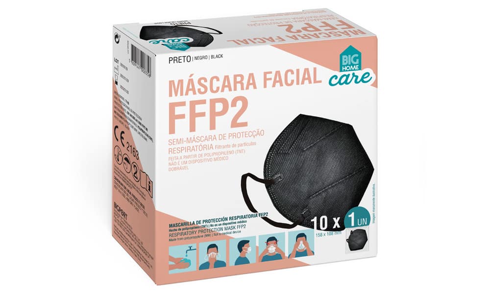 Máscara Proteção FFP2 Preto 10 un